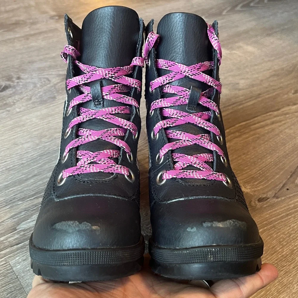 Sorel Joan of Arctic Youth Lexie‎ Wedge Boots Black Big Girls 1 UK 13 EU 32